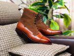 Handmade Brown Leather Suede Cap Toe Lace Up Boot - leathersguru