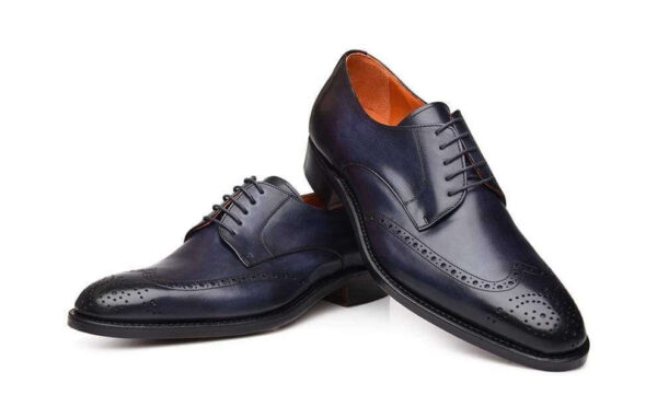 Handmade Purple Leather Wing Tip Brogue Shoes - leathersguru