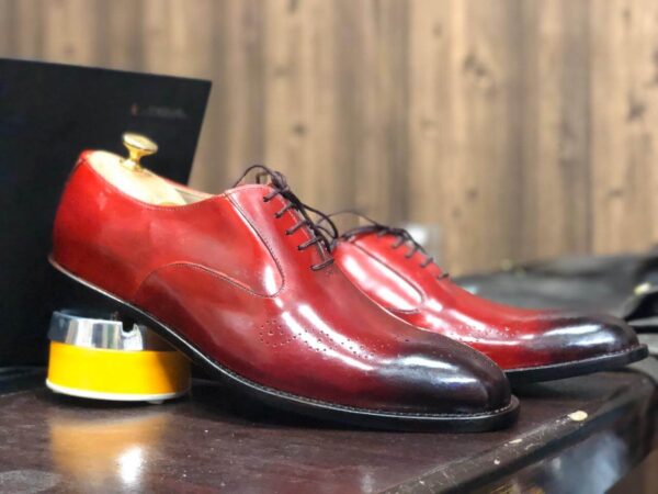 Bespoke Burgundy Black Leather Lace Up Shoe for Men - leathersguru