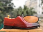 Bespoke Burgundy Black Leather Lace Up Shoe for Men - leathersguru