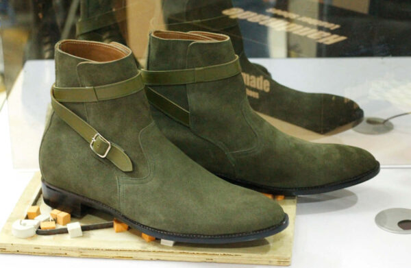 Handmade Olive Green Suede Boot, Ankle Boot, Jodhpurs Boot, Oxford Boot