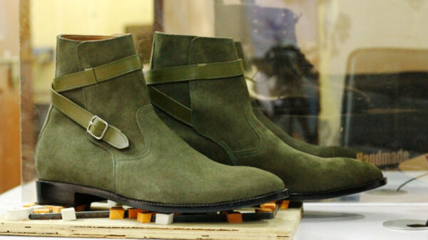 Handmade Olive Green Suede Boot, Ankle Boot, Jodhpurs Boot, Oxford Boot