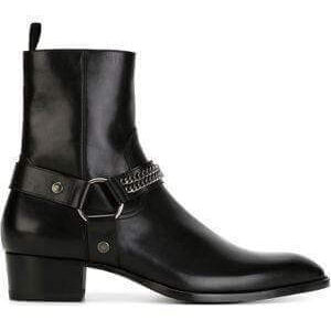 Handmade Black Leather Buckle Ankle High Boots - leathersguru