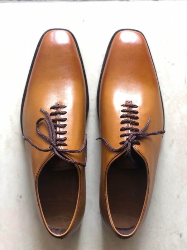 Handmade Men's Tan Leather Lace Up Derby Shoes - leathersguru