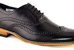 Handmade Black Leather Wing Tip Brogue Shoe - leathersguru