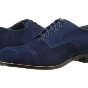 Handmade Men's Suede Blue Cap Toe Lace Up Shoes - leathersguru