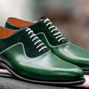 Handmade Green Men's Leather Suede Shoes - leathersguru