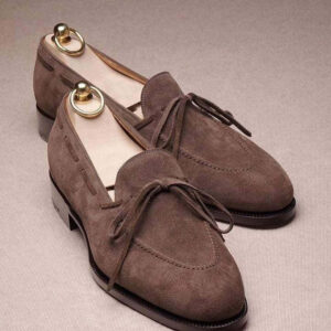 Handmade Brown Suede Loafers - leathersguru