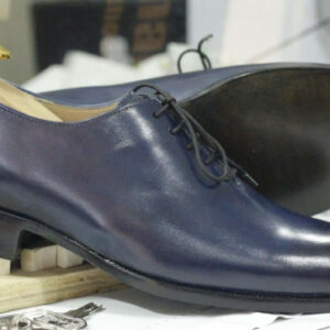 Handmade Blue Leather Lace Up Shoes,Men's Oxford Shoes,Party Dress Shoes