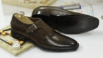 Handmade Brown Leather Suede Monk Straps Shoes,Men's Oxford Shoes