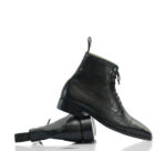 Handmade Black Ankle Cap Toe Boot,Leather Lace Up Boot,Dress Boot