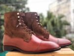 Men's Ankle High Brown Leather Suede Lace Up Boot - leathersguru