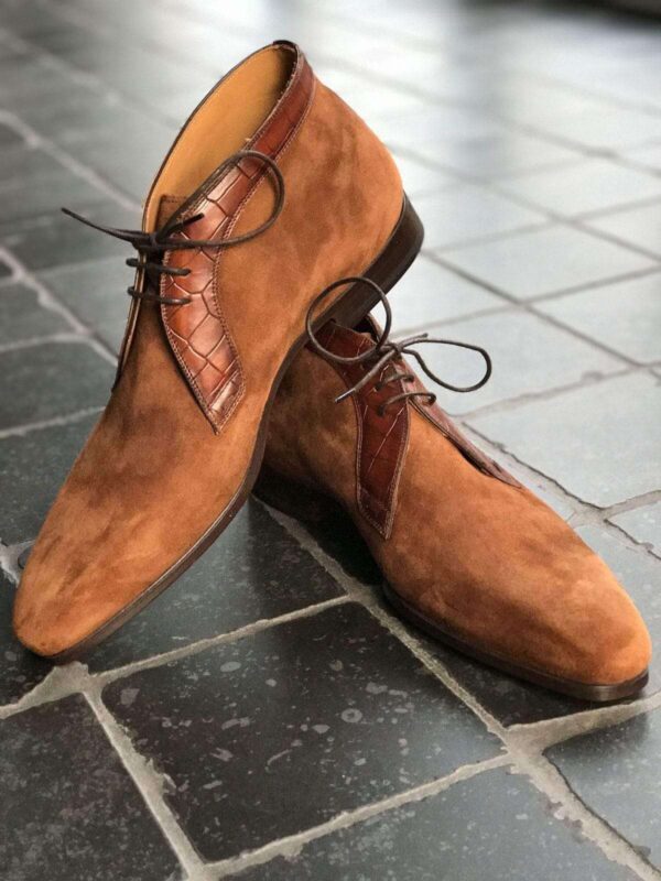 Handmade Brown Leather Suede Chukka Boot - leathersguru