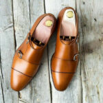 Bespoke Brown Cap Toe Double Monk Strap Shoes for Men's - leathersguru