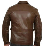 Brown Mens Zipper Leather Jacket Bikers Coat