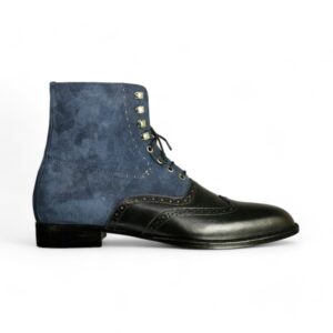 Ankle Black Blue Leather Suede Lace Up Boot,Men's Oxford Boot