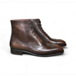 Ankle Chocolate Brown Cap Toe Brogue Lace Up Leather Boots11