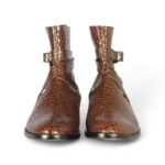 Ankle High Brown Jodhpurs Crocodile Leather Boot - leathersguru