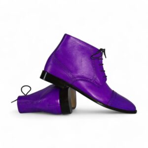 Ankle High Purple Cap Toe Leather Boot For Men's - leathersguru