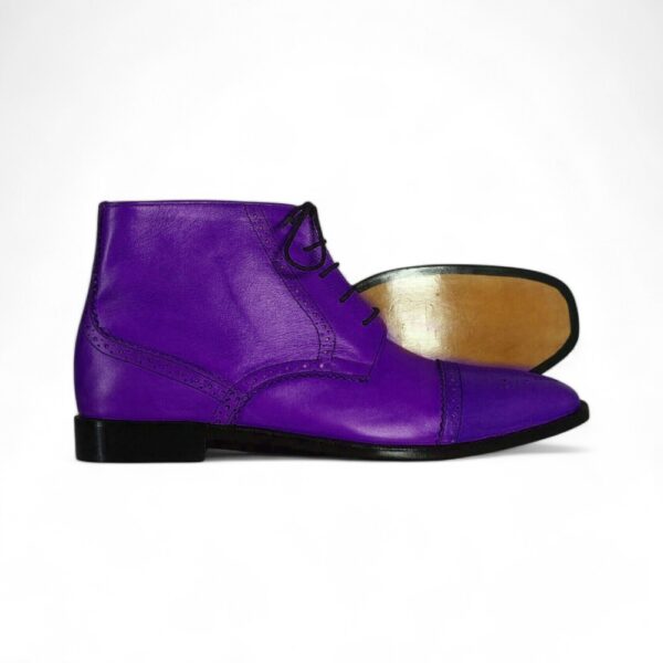 Ankle High Purple Cap Toe Leather Boot For Men's - leathersguru