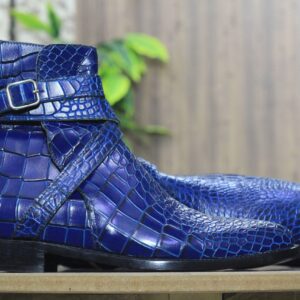 Ankle High  Blue Alligator Leather Jodhpurs Boot,Handmade  Men's Stylish Boot