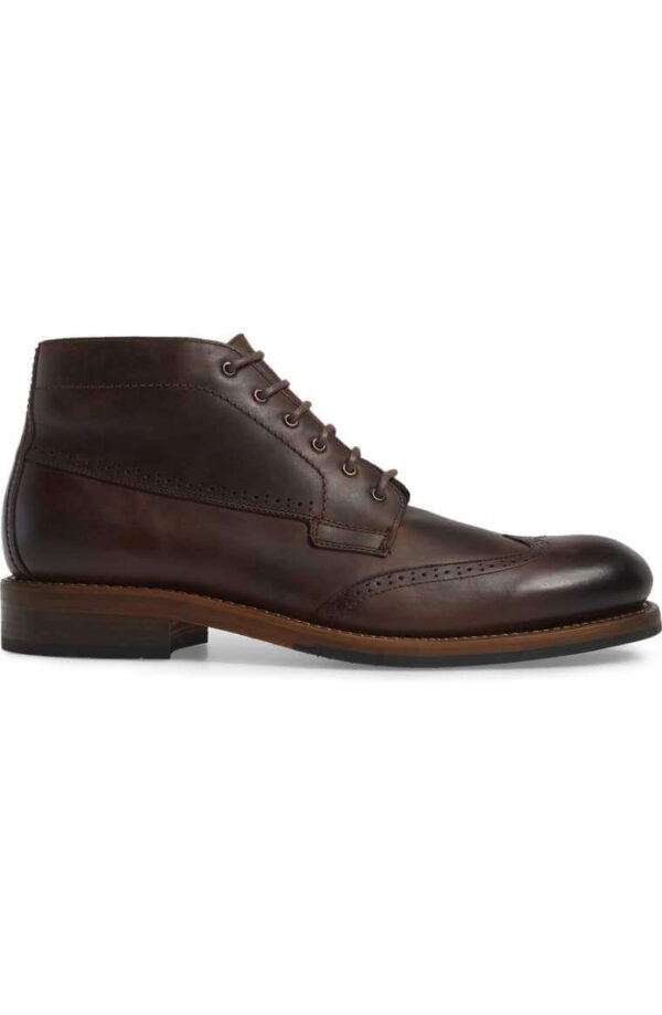 Bespoke Dark Brown Chukka Leather Wing Tip Lace Up Boots - leathersguru