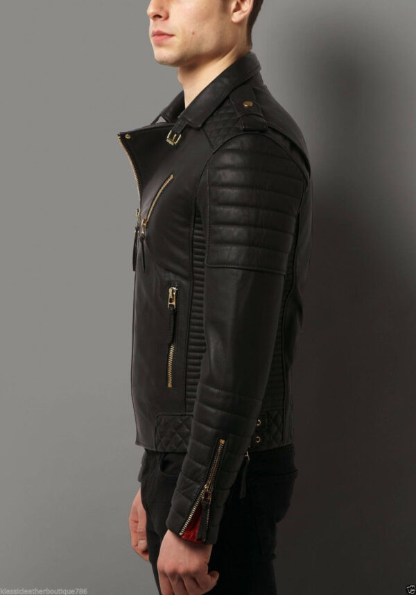 Awesome Original Hand Made Soft Lambskin Leather Motorcyc Jacket For Men