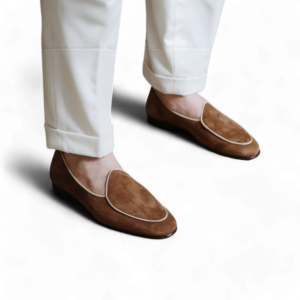 Beige Belgian Loafer Velvet Shoes, Double Monk Style Men Party Shoes