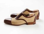 Handmade Beige Brown Alligator Leather Suede Shoe - leathersguru