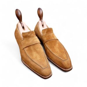 Beige Penny Loafer Suede Whole Cut Shoes,Men's Fashion Shoes