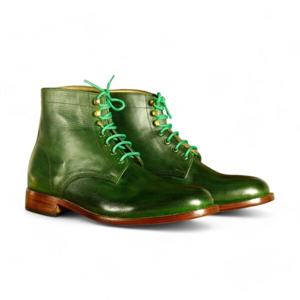 Bespoke Ankle Green Lace Up Boots, Men's Fashion Boot