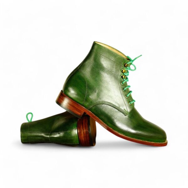 Bespoke Ankle Green Lace Up Boots, Men's Fashion Boot