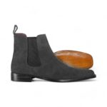 Bespoke Ankle High Black Chelsea Suede Boot - leathersguru