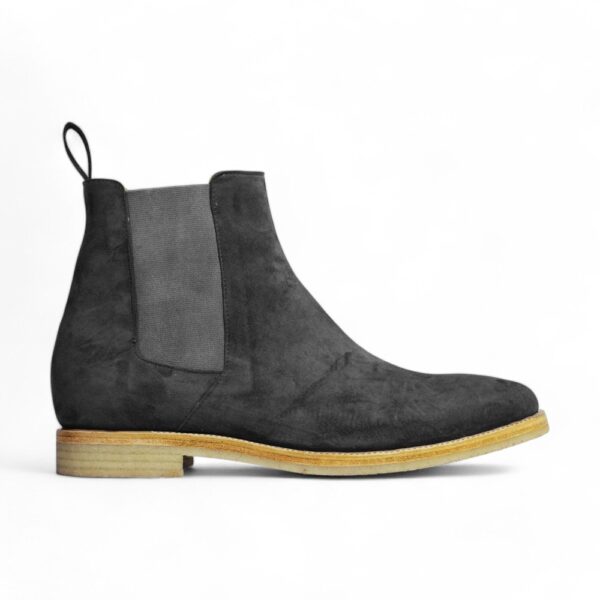 Bespoke Black Gray Chelsea Suede Boots - leathersguru