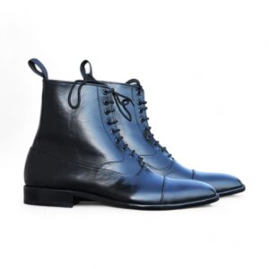 Bespoke Black Leather Ankle Lace Up Boots - leathersguru