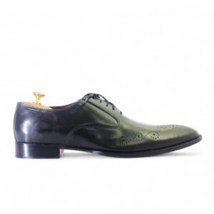 Bespoke Black Leather Brogue Toe Lace Up Shoe for Men - leathersguru