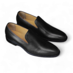 Bespoke Black Leather Penny Loafer for Men's - leathersguru