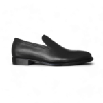 Bespoke Black Leather Penny Loafer for Men's - leathersguru