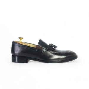 Bespoke Black Leather Tussle Loafer Shoes