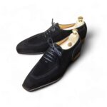 Bespoke Black Square Toe Suede Lace Up Shoes for Men - leathersguru