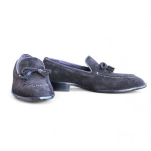 Bespoke Black Suede Tussle Loafer Shoe for Men - leathersguru