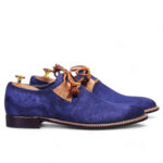 Bespoke Blue & Brown Suede Lace up Shoe for Men - leathersguru