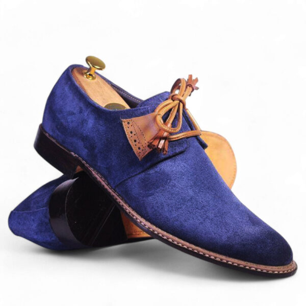 Bespoke Blue & Brown Suede Lace up Shoe for Men - leathersguru