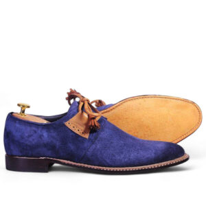 Bespoke Blue & Brown Suede Lace up Shoe for Men - leathersguru