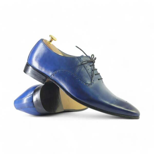 Bespoke Blue Leather Lace Up Shoe for Men - leathersguru