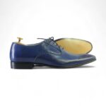 Bespoke Blue Leather Lace Up Shoe for Men - leathersguru