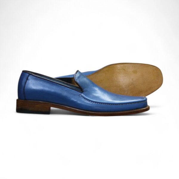 Bespoke Blue Leather Loafer for Men - leathersguru