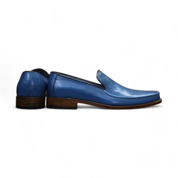 Bespoke Blue Leather Loafer for Men - leathersguru