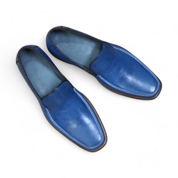 Bespoke Blue Leather Loafer for Men - leathersguru