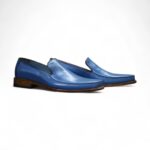 Bespoke Blue Leather Loafer for Men - leathersguru